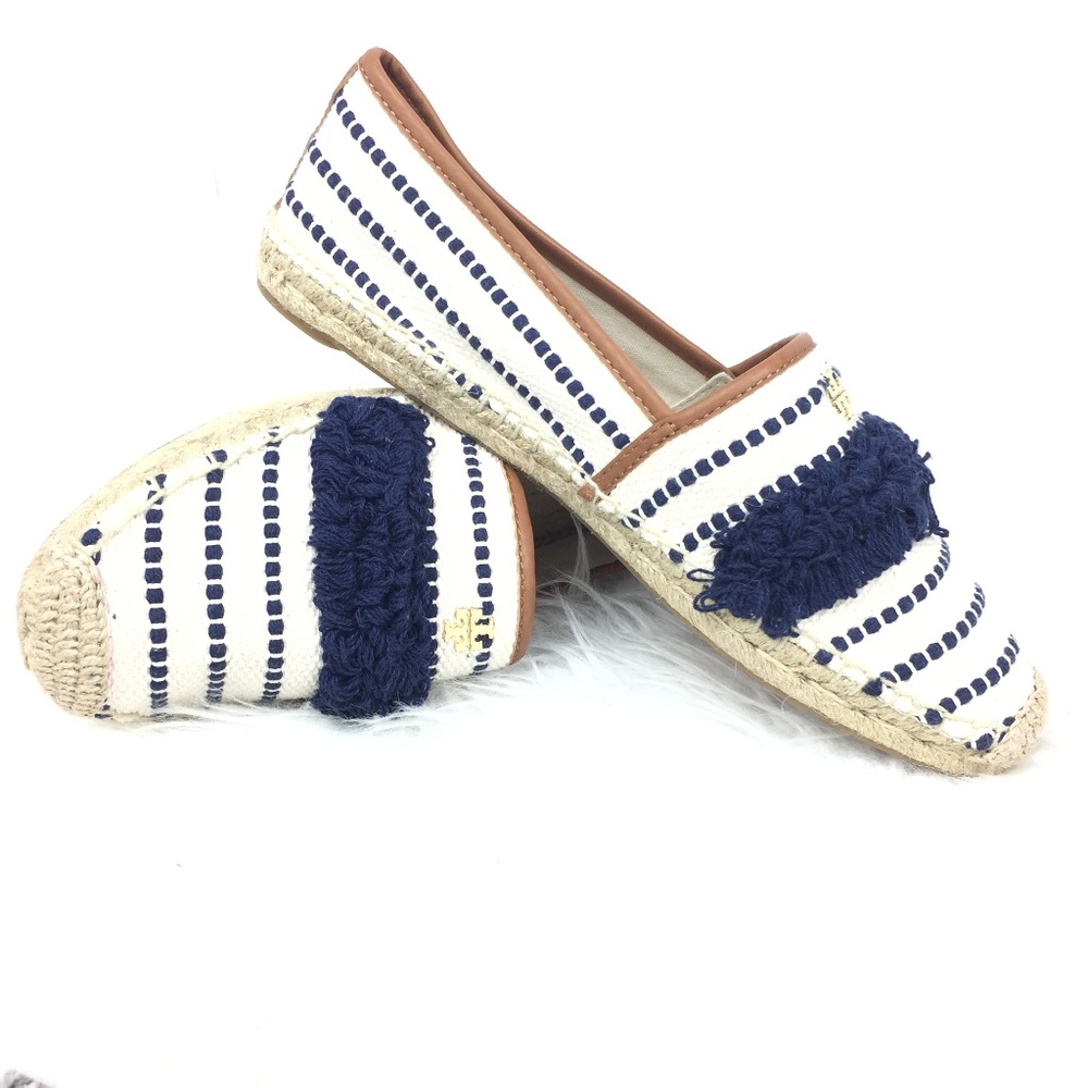 Tory Burch Blue Shaw Fringe Espadrille Sz 11 M NW